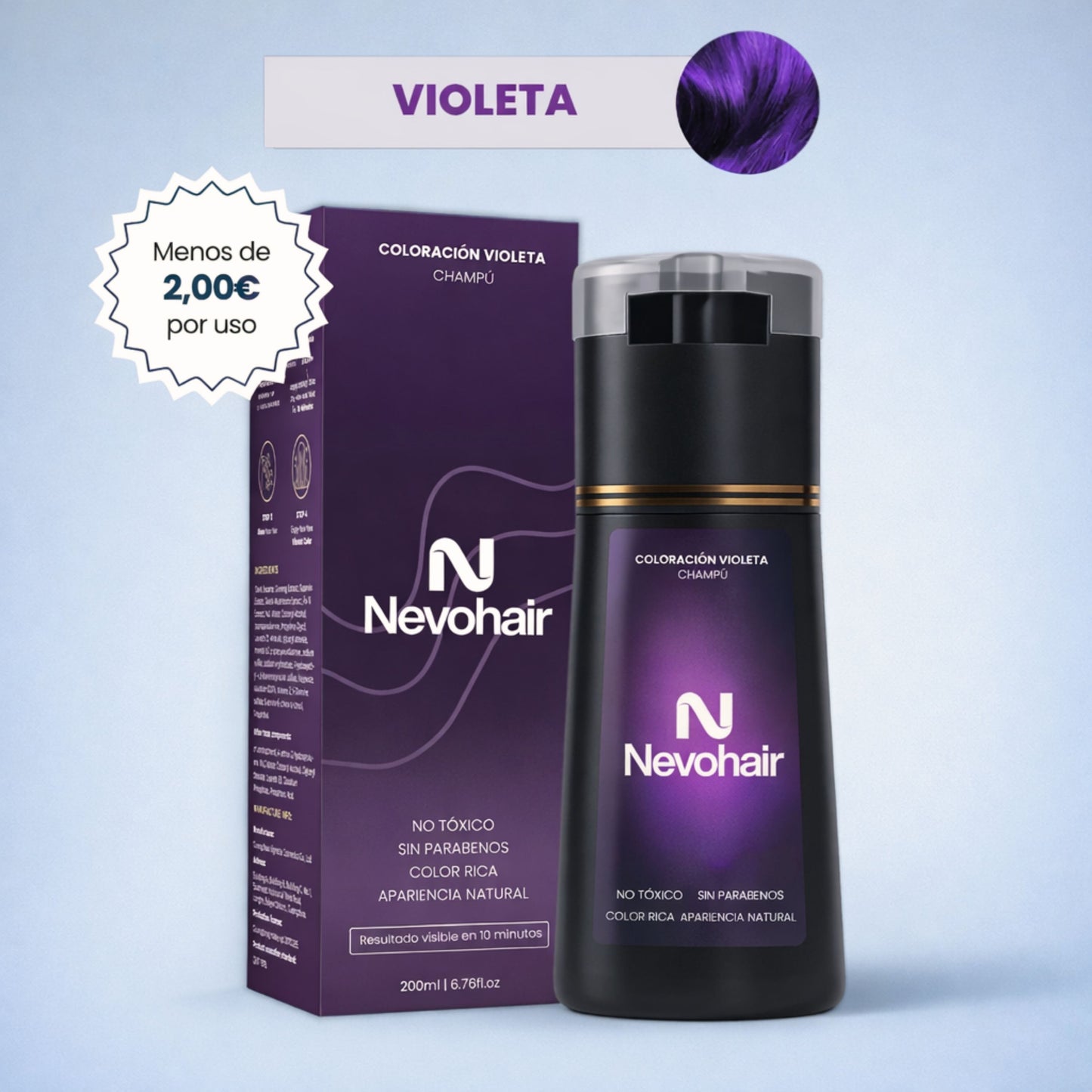 Champú colorante instantáneo