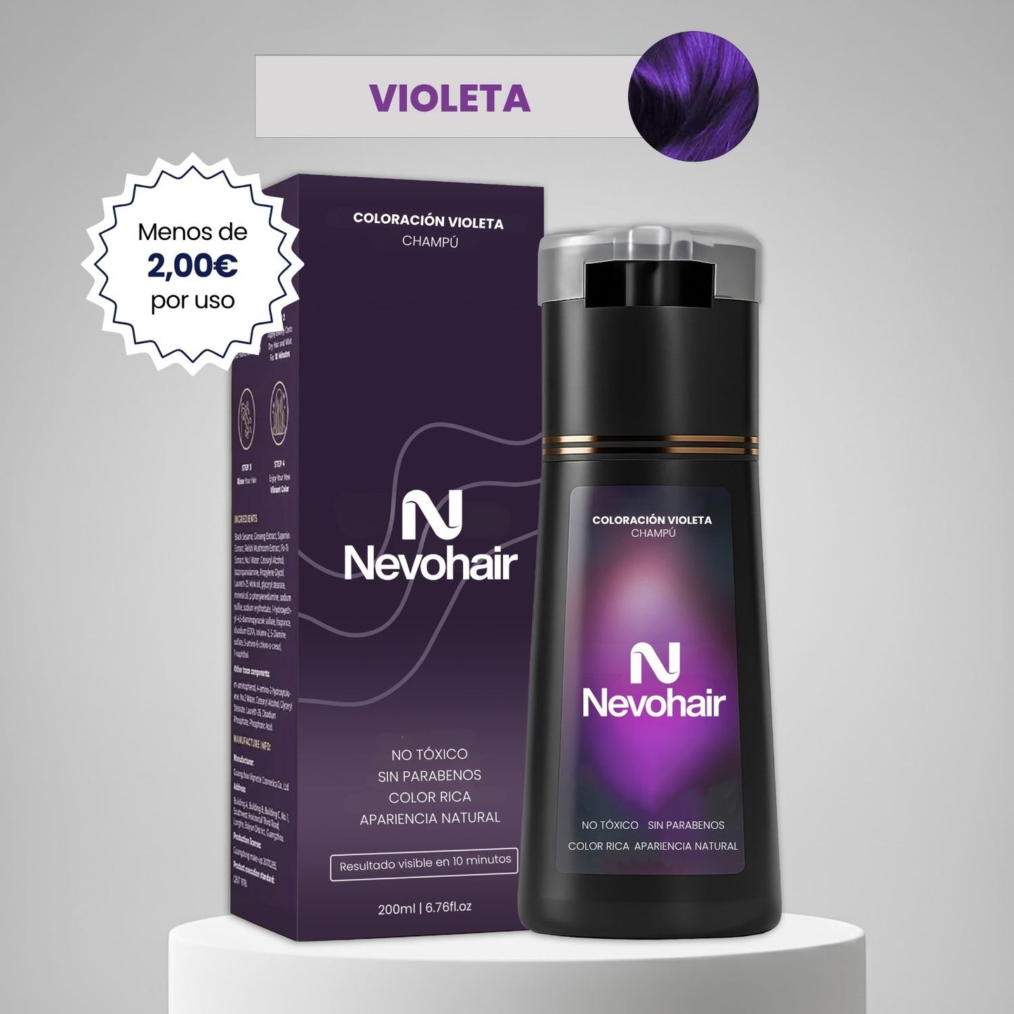 Champú colorante instantáneo