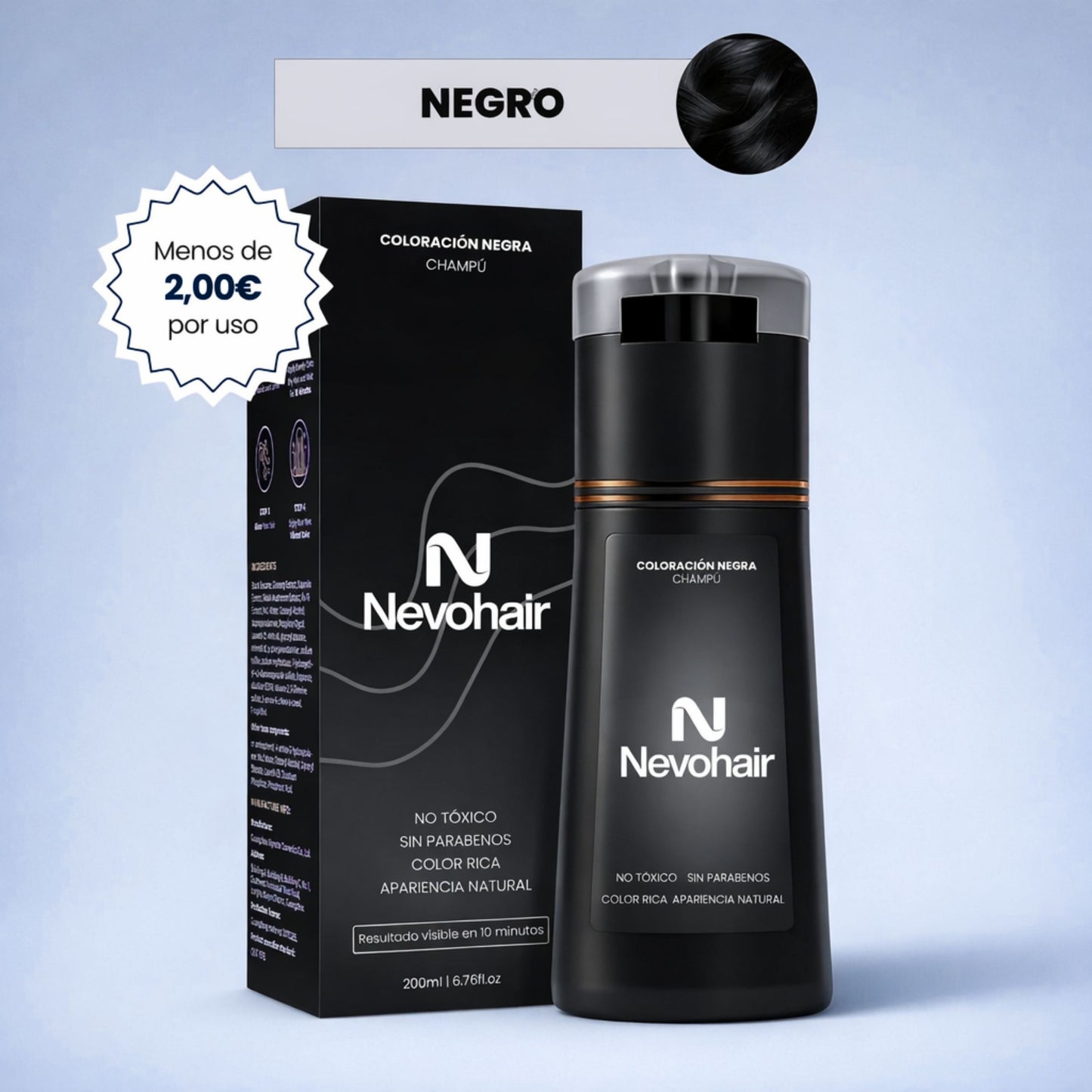 Champú colorante instantáneo