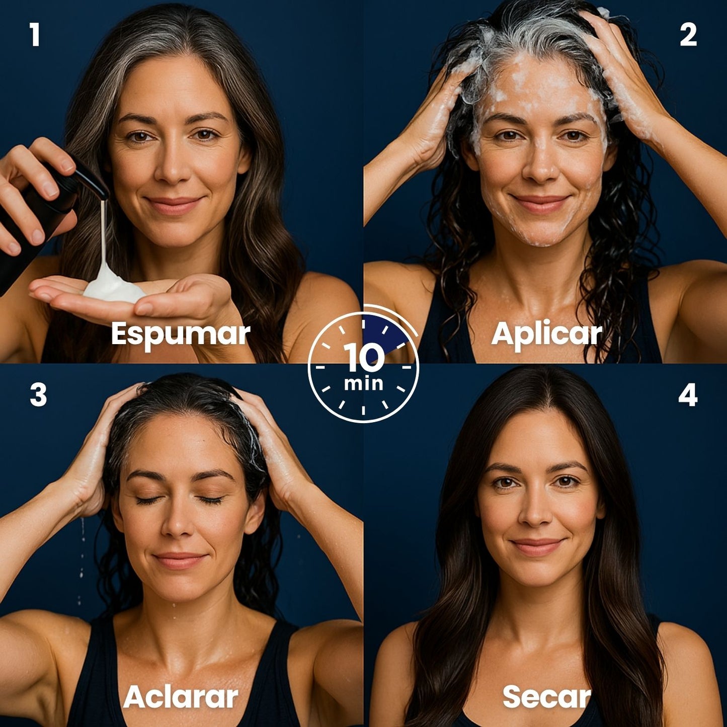 Champú colorante instantáneo