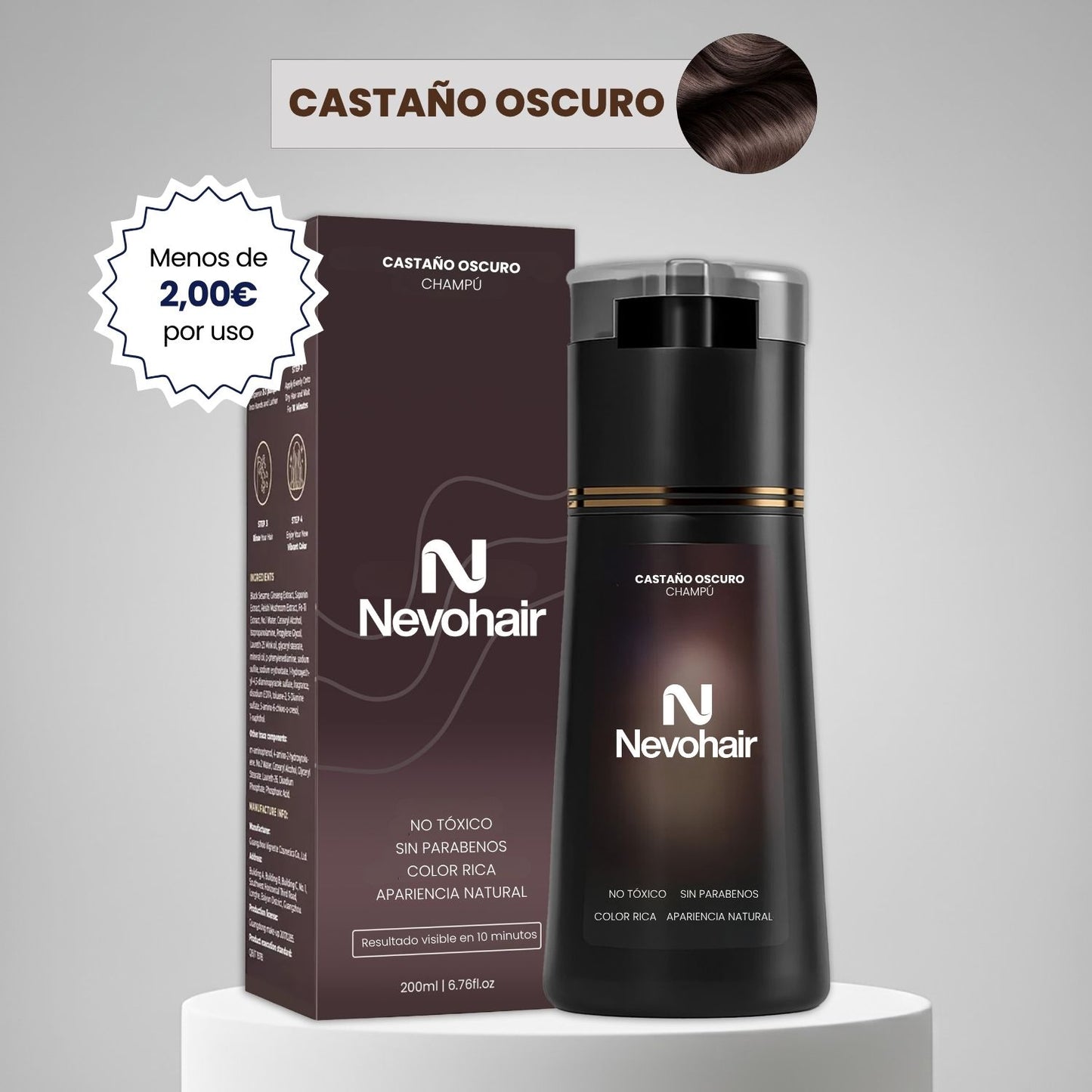 Champú colorante instantáneo